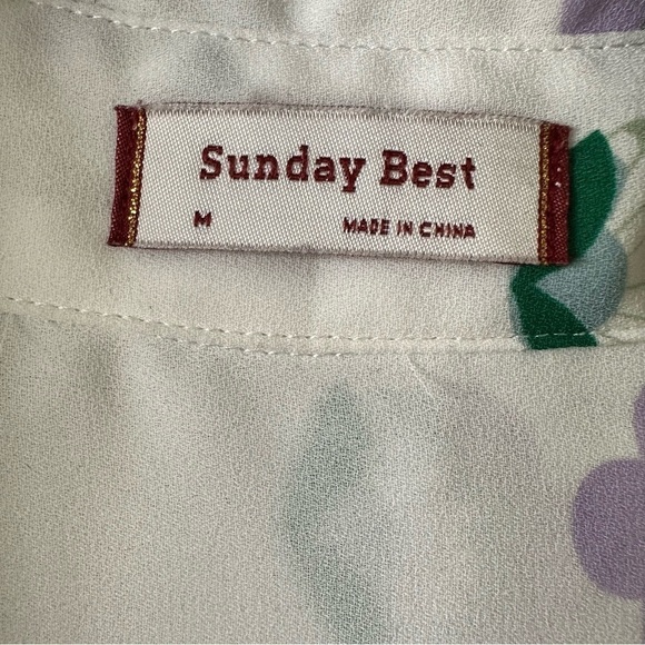 ARITZIA-“SUNDAY Best” CottageCore Floral Ruffle Front Ling Sleeve Blouse - Picture 12 of 13